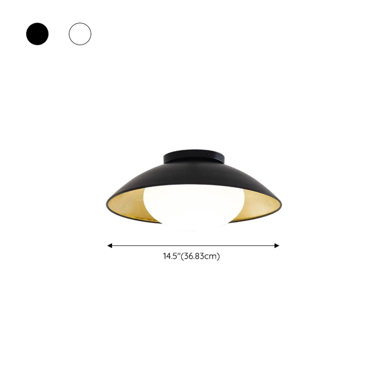 Simple Barn Shape Metal Semi Flush Ceiling Light #size