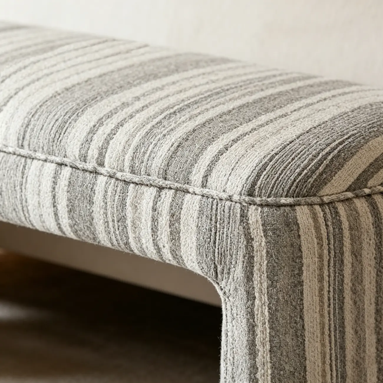 Modern Curved Striped Upholstered Accent Bench Image - 9 | homeyfad