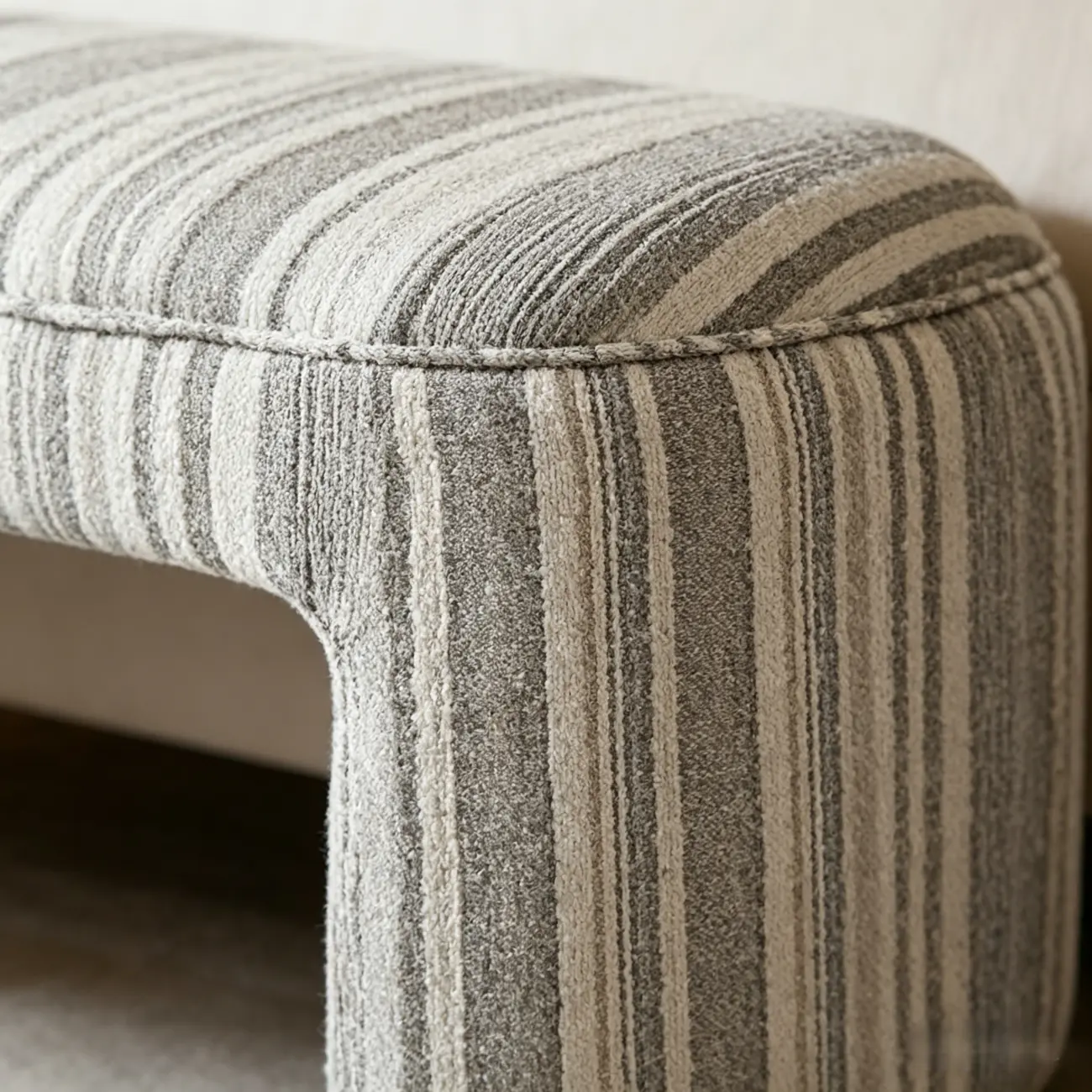 Modern Curved Striped Upholstered Accent Bench Image - 10 | homeyfad