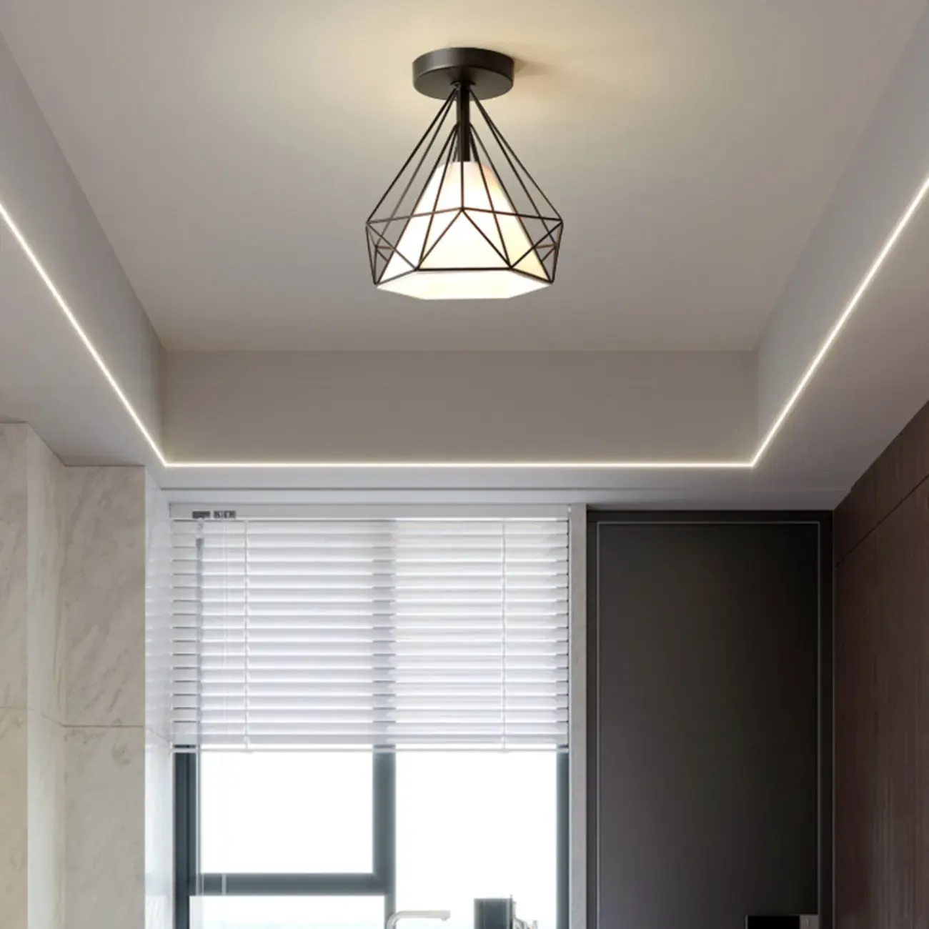 5 to 9 Inch Geometric Metal Modern Semi Flush Ceiling Light