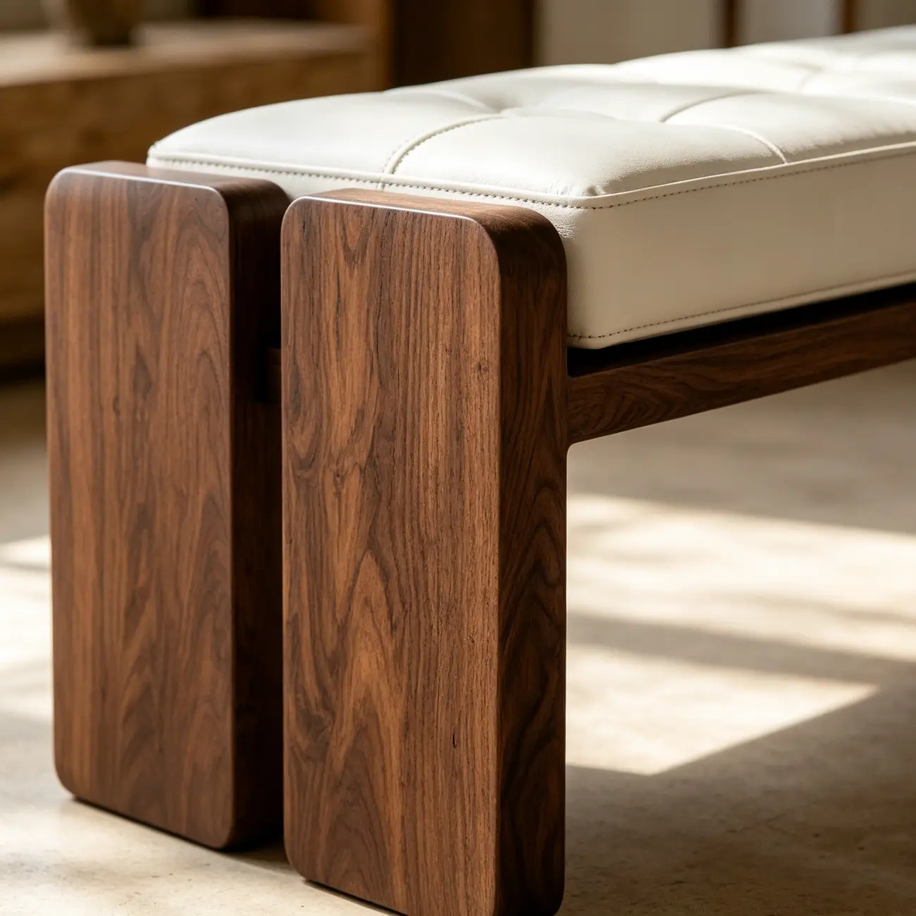 Mid-century Modern Solid Wood Frame Entryway Bench Image - 10 | homeyfad