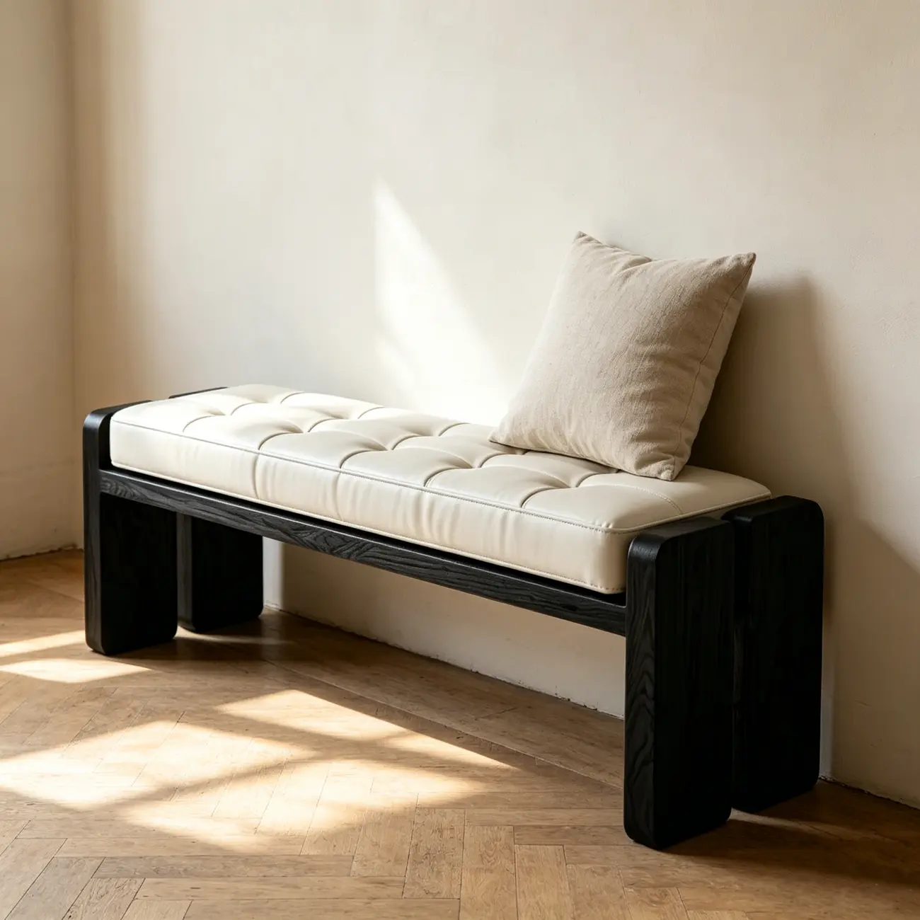 Mid-century Modern Solid Wood Frame Entryway Bench Image - 6 | homeyfad