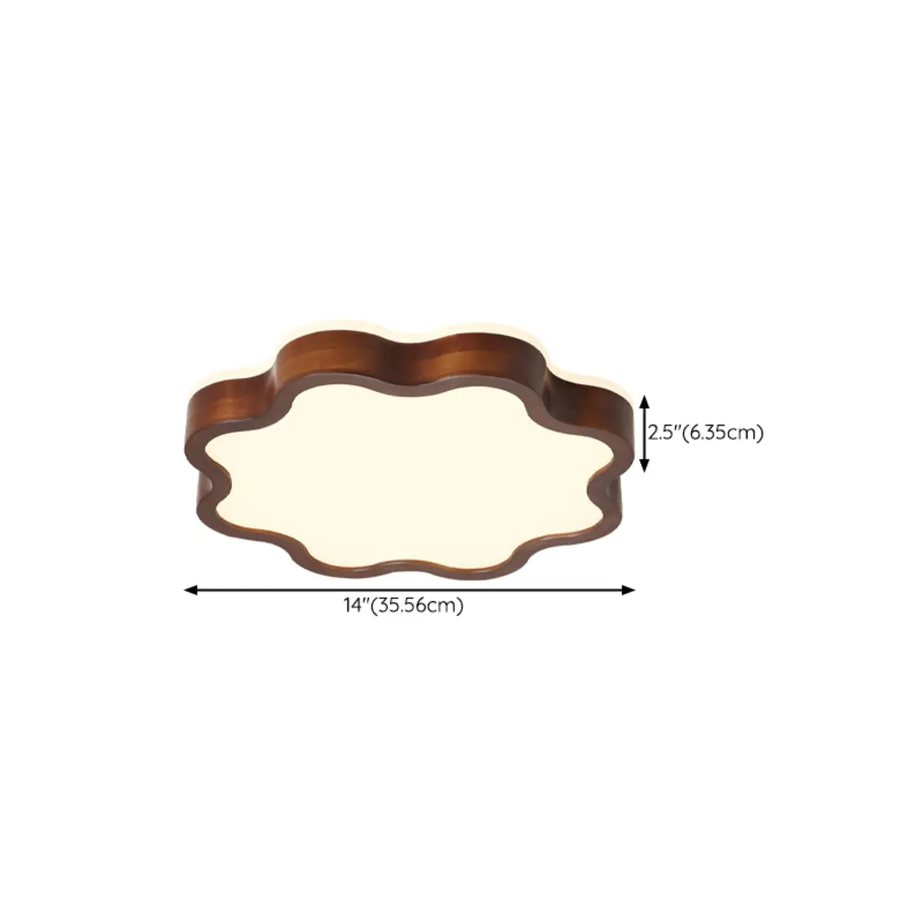 Modern Brown Wooden Floral LED Dimmable Flush Ceiling Light #size