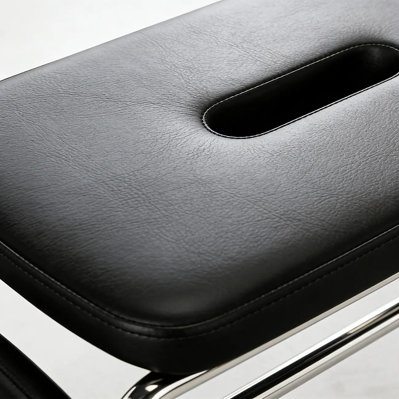 Genuine Leather Minimalist Backless Bench With Stainless Steel Legs Image - 7 | homeyfad