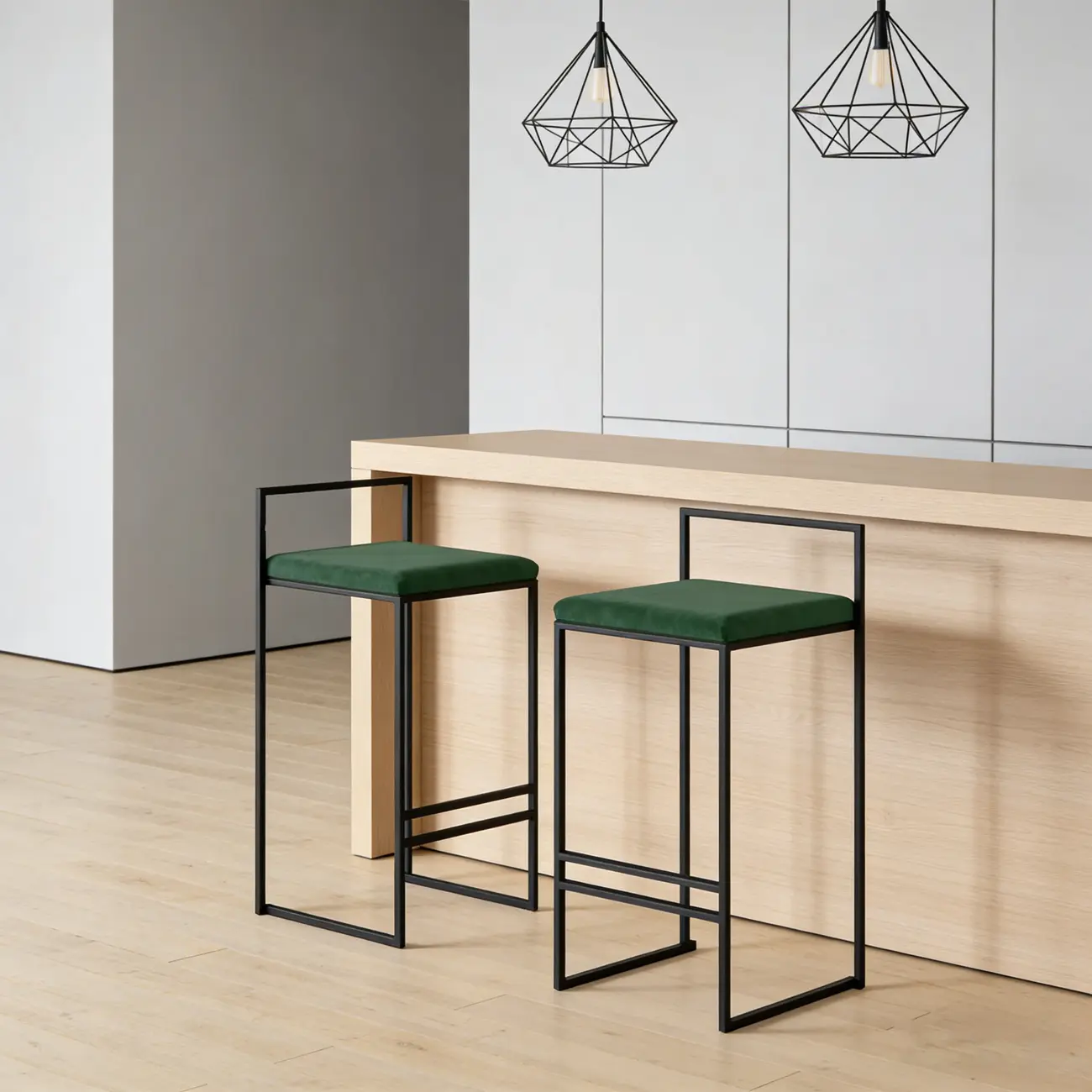 Square Fabric Seat Armless Counter Bar Stools Black Image - 6 | homeyfad