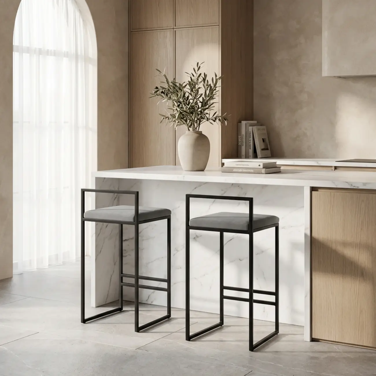 Square Fabric Seat Armless Counter Bar Stools Black Image - 1 | homeyfad