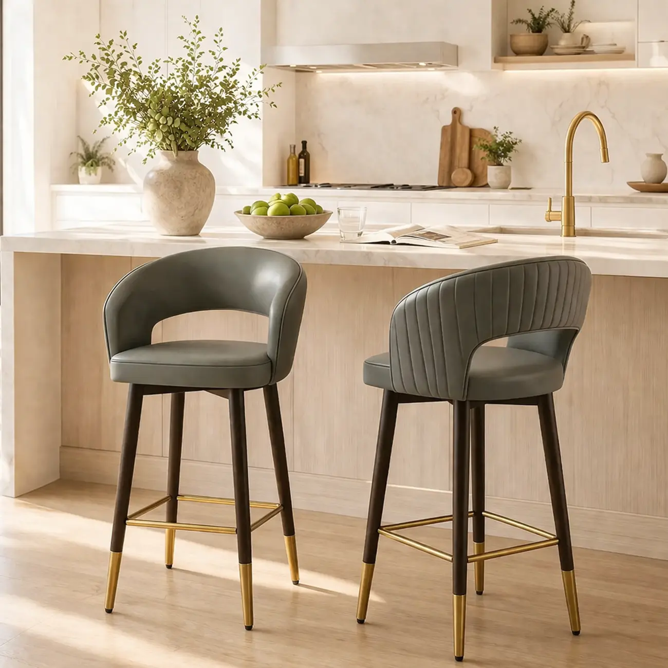 Swivel Modern Cut-out Back Upholstered Counter Stools Image - 1 | homeyfad