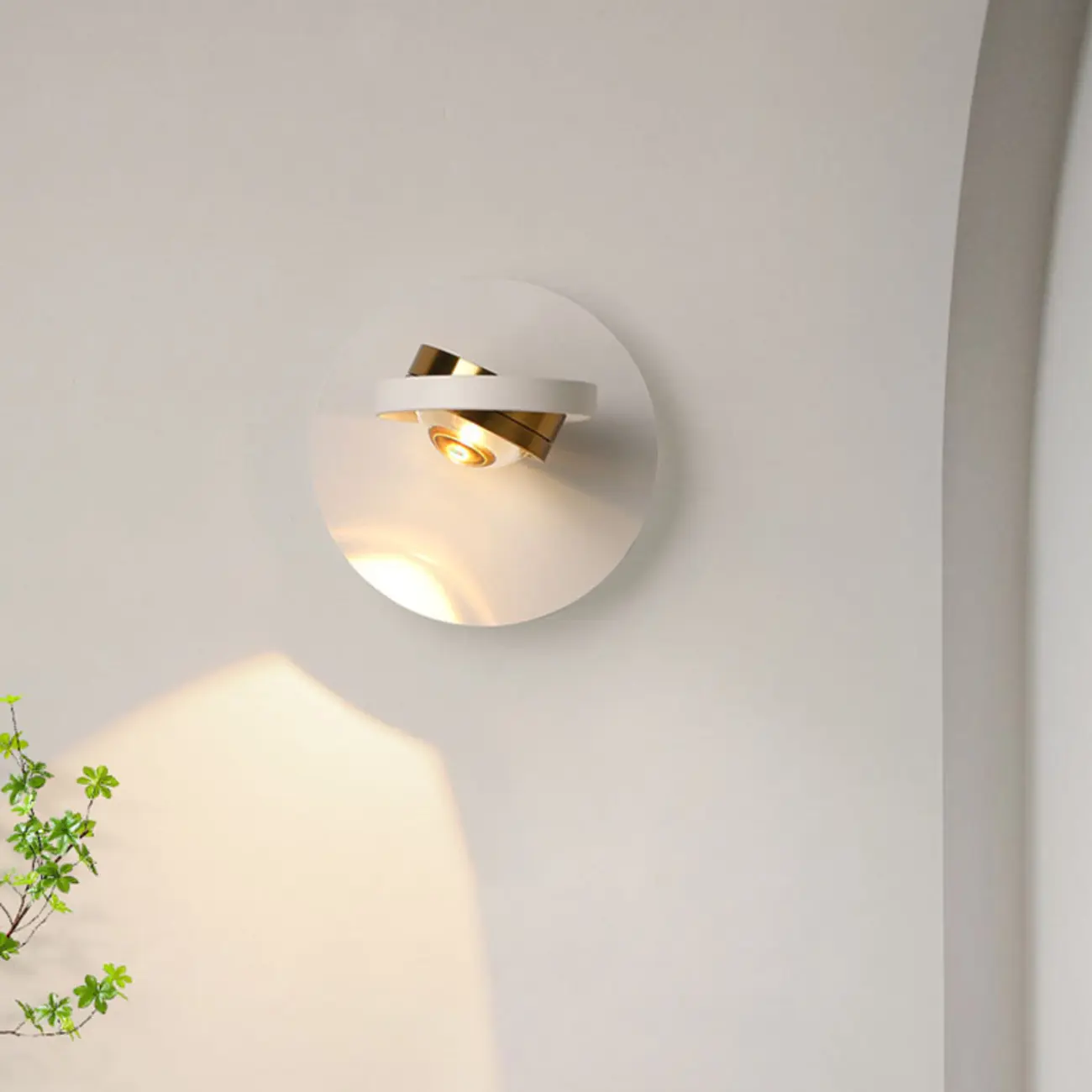 Simple Rotatable Round Glass Metal Wall Sconce Image - 2 | homeyfad