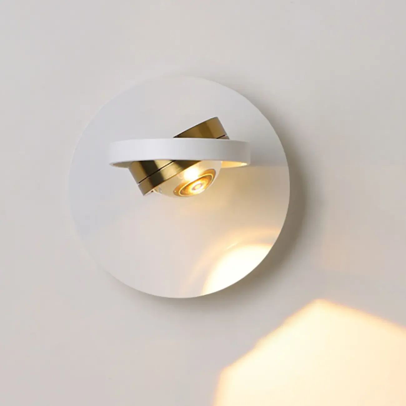 Simple Rotatable Round Glass Metal Wall Sconce Image - 6