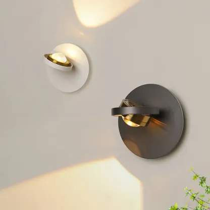 Simple Rotatable Round Glass Metal Wall Sconce Image - 10