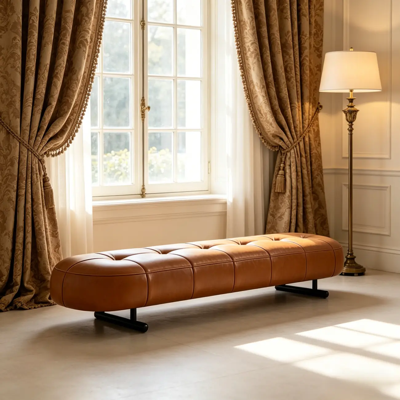 Top-Grain Leather Modern Upholstery Bench for Bedroom Image - 2 | homeyfad