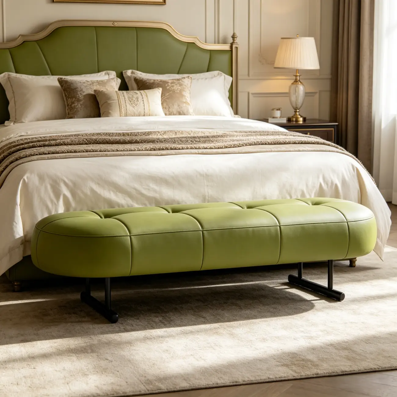 Top-Grain Leather Modern Upholstery Bench for Bedroom Image - 12 | homeyfad