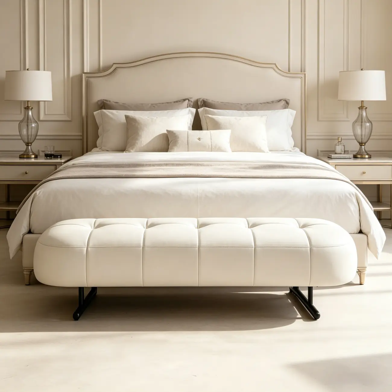 Top-Grain Leather Modern Upholstery Bench for Bedroom Image - 5 | homeyfad