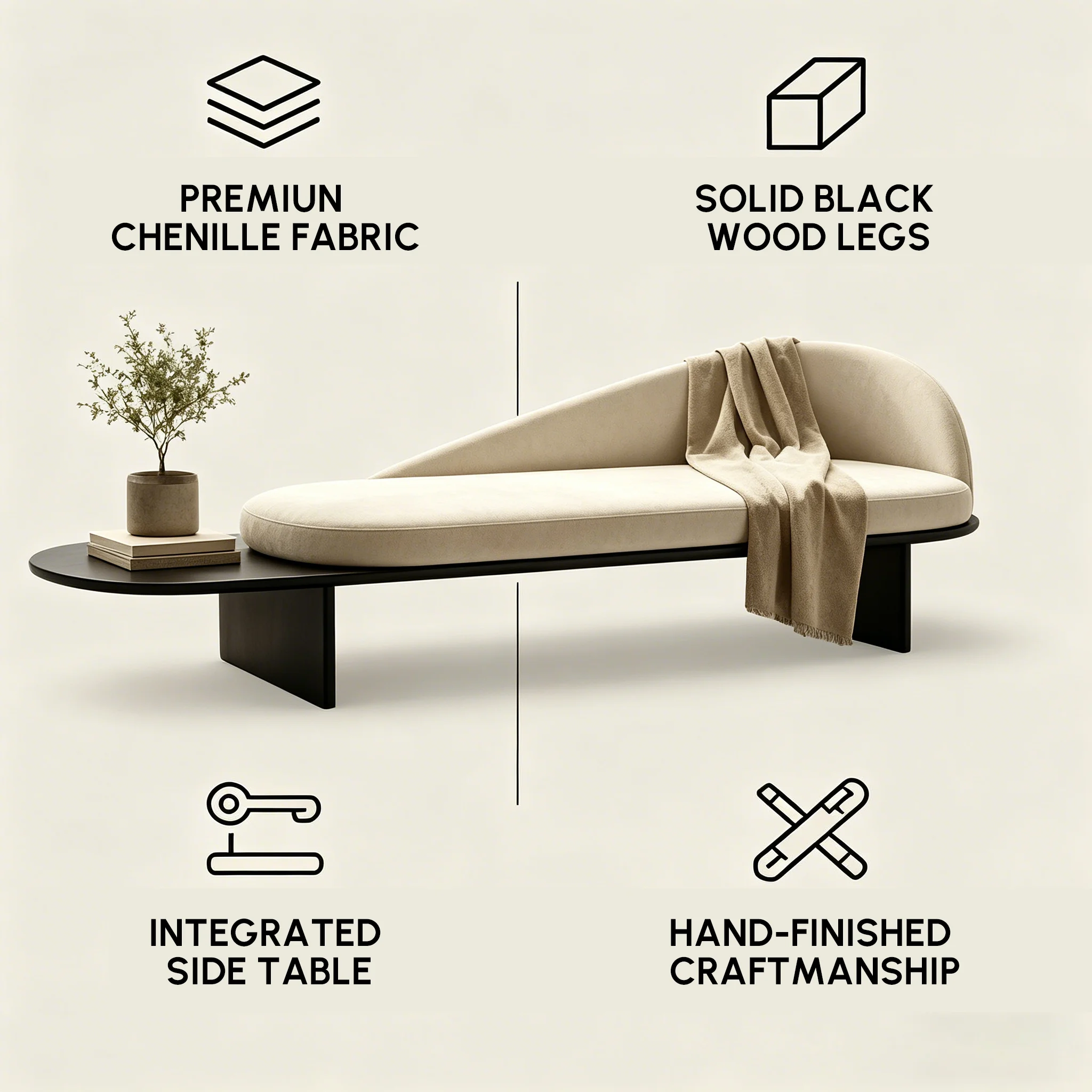 Modern Organic Shape Upholstered Bench with Backrest Image - 5 | homeyfad