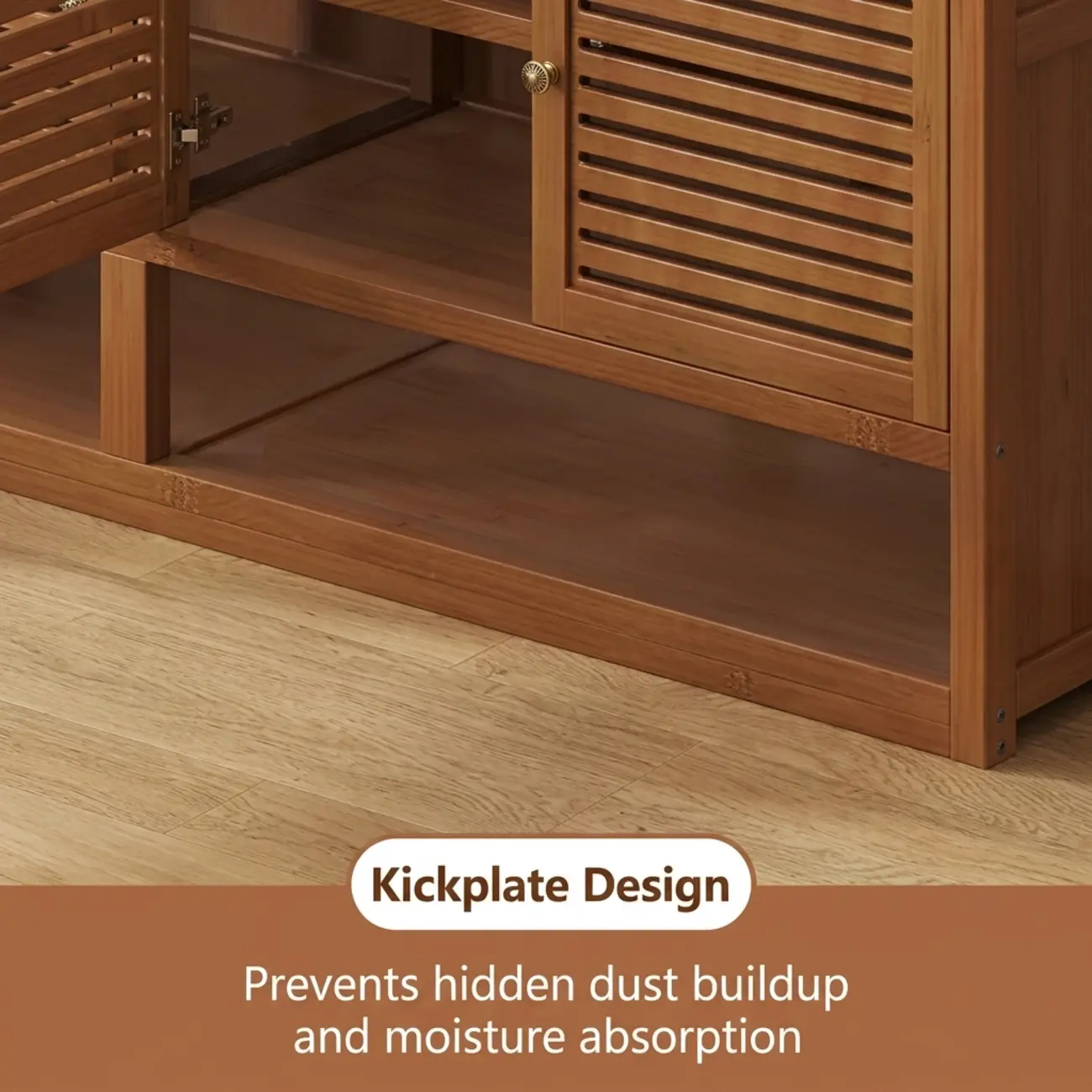 Rustic Bamboo Brown Shoe Cabinet for Entryway Image - 9 | homeyfad