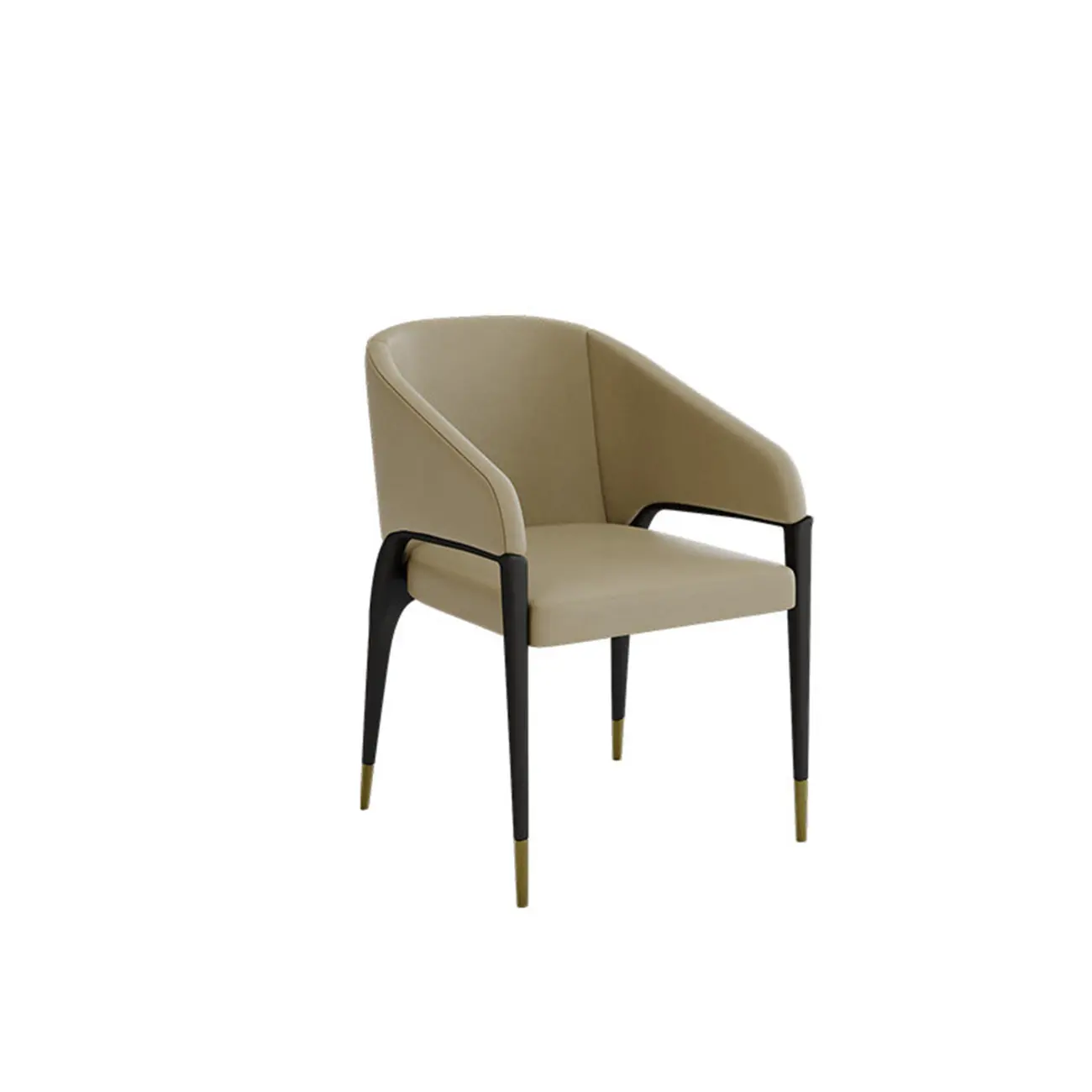 Minimalist Curved Back Vegan Nappa Leather Arm Dining Chair Image - 17 | homeyfad