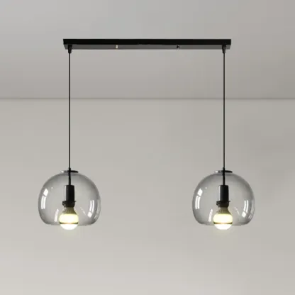 Modern Black Metal Glass Globe Light for Kitchen Islands Image - 3
