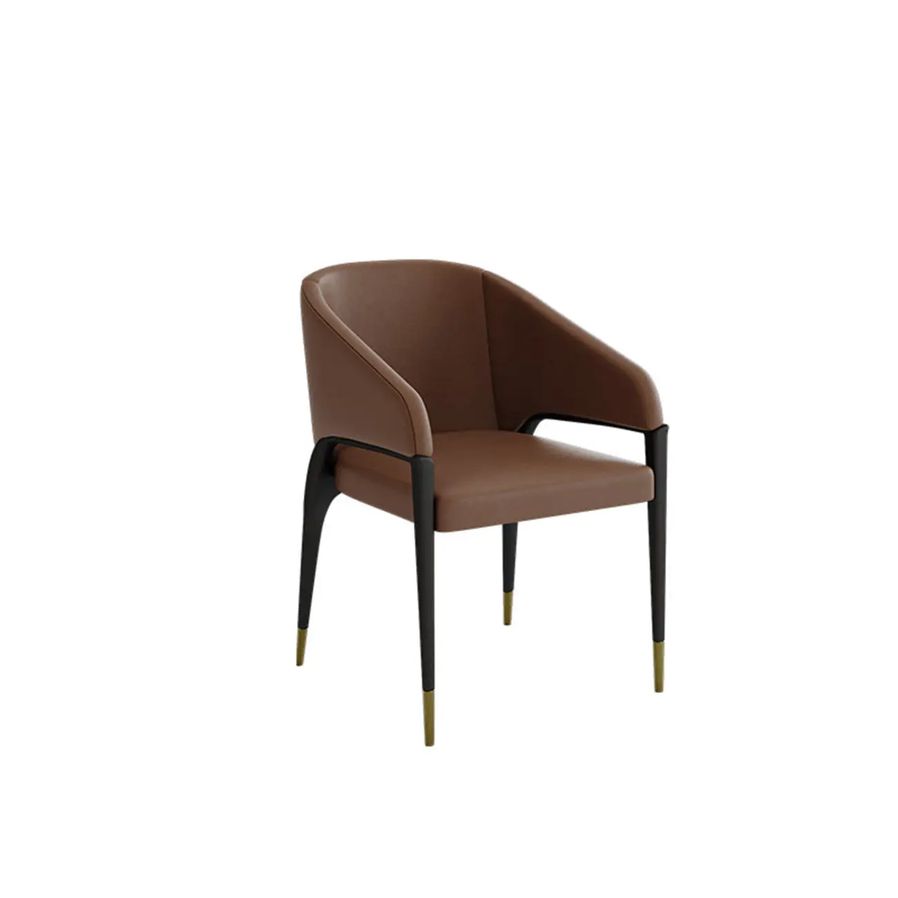 Minimalist Curved Back Vegan Nappa Leather Arm Dining Chair Image - 18 | homeyfad