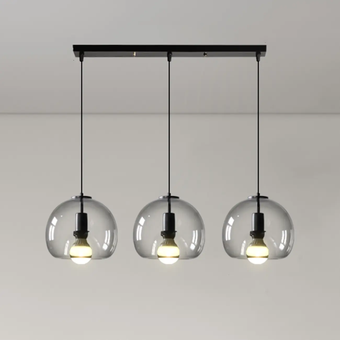Modern Black Metal Glass Globe Light for Kitchen Islands Image - 4 | homeyfad