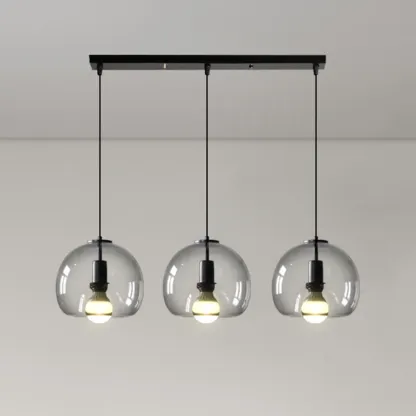 Modern Black Metal Glass Globe Light for Kitchen Islands Image - 4