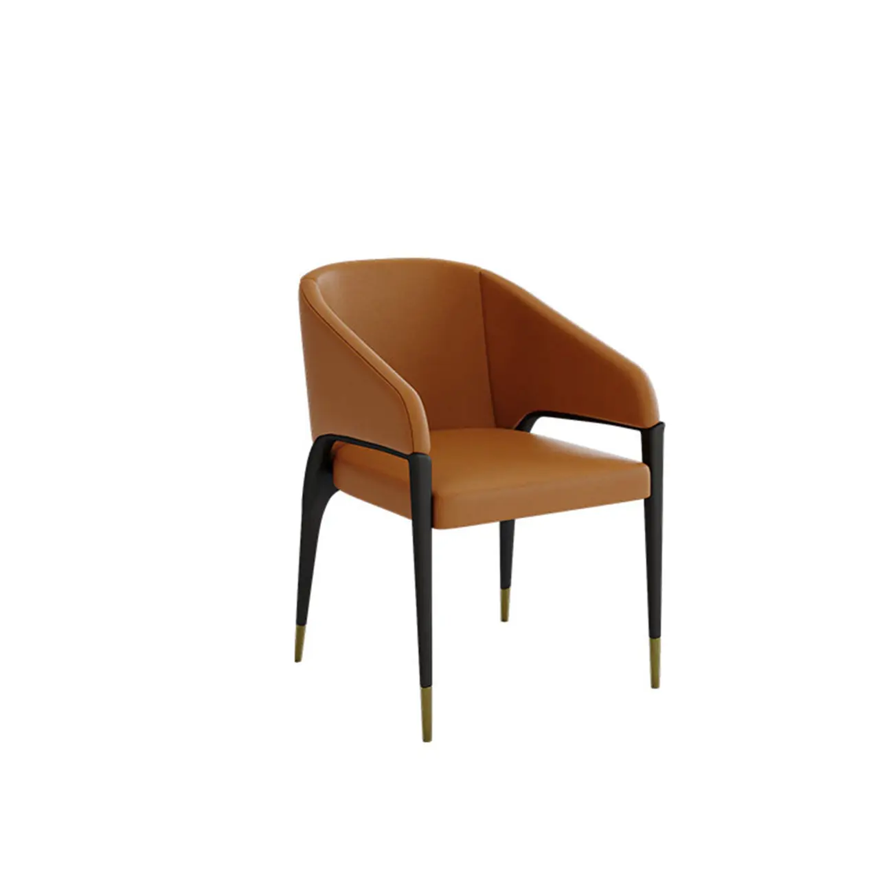 Minimalist Curved Back Vegan Nappa Leather Arm Dining Chair Image - 19 | homeyfad