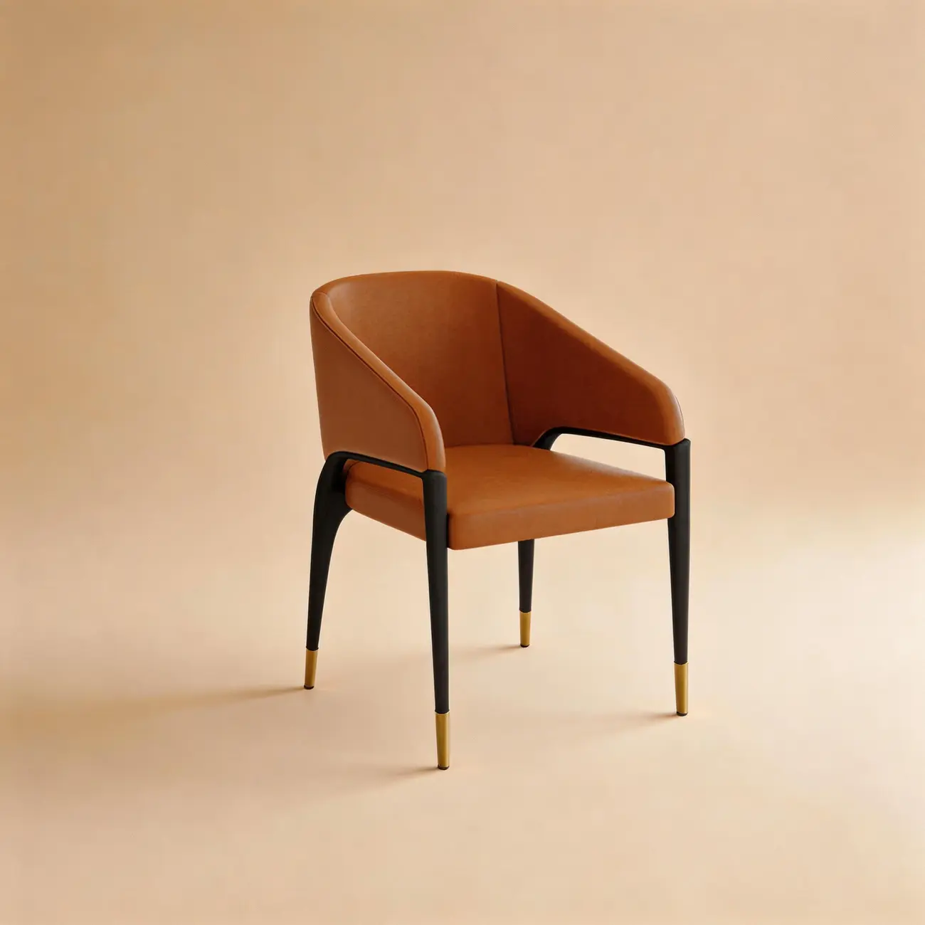 Minimalist Curved Back Vegan Nappa Leather Arm Dining Chair Image - 14 | homeyfad