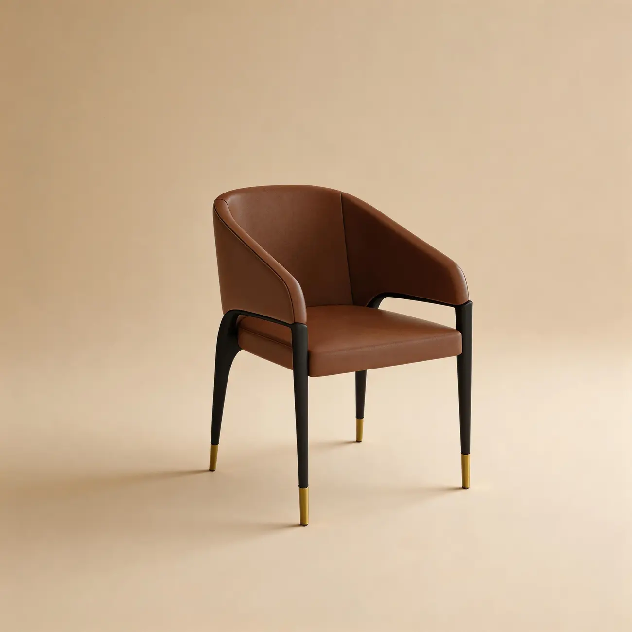 Minimalist Curved Back Vegan Nappa Leather Arm Dining Chair Image - 15 | homeyfad