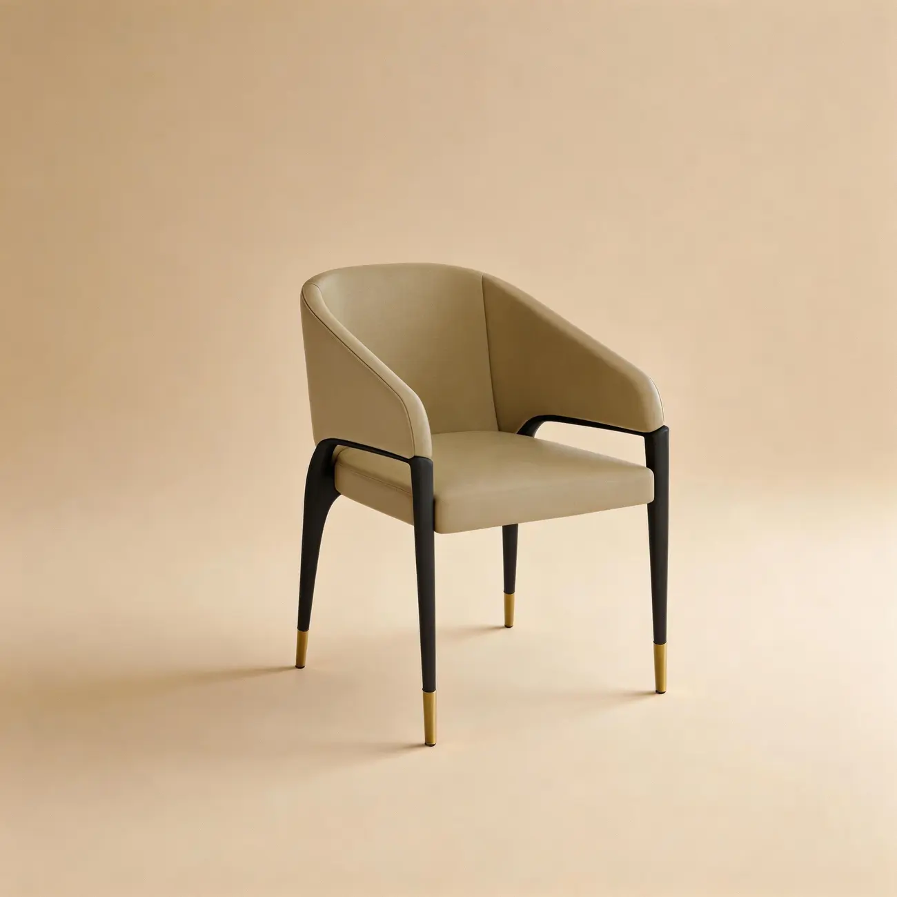 Minimalist Curved Back Vegan Nappa Leather Arm Dining Chair Image - 16 | homeyfad