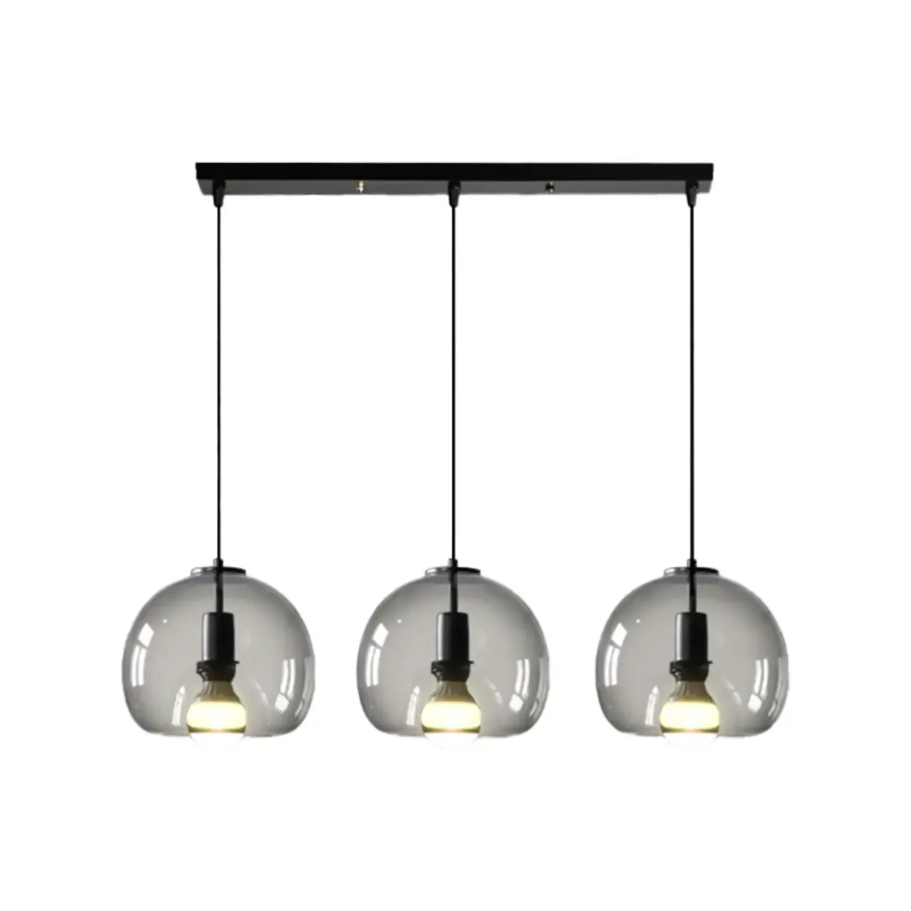 Modern Black Metal Glass Globe Light for Kitchen Islands Image - 7