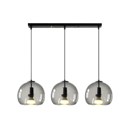 Modern Black Metal Glass Globe Light for Kitchen Islands Image - 7