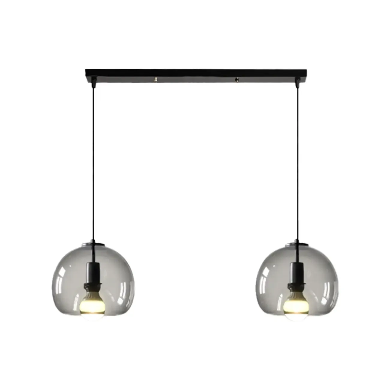 Modern Black Metal Glass Globe Light for Kitchen Islands Image - 8