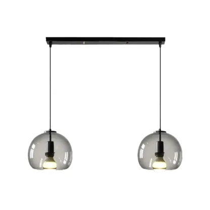 Modern Black Metal Glass Globe Light for Kitchen Islands Image - 8