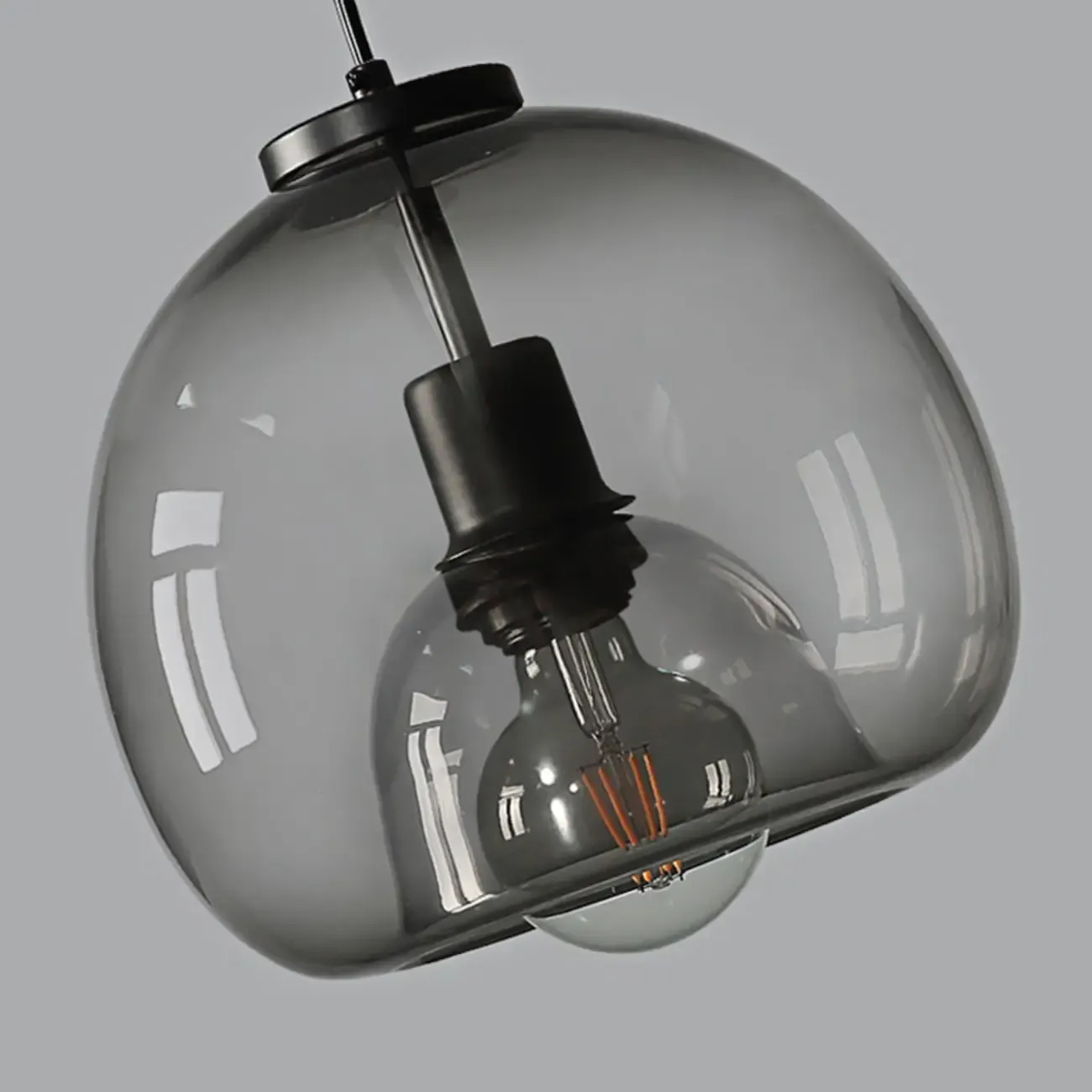 Modern Black Metal Glass Globe Light for Kitchen Islands Image - 9