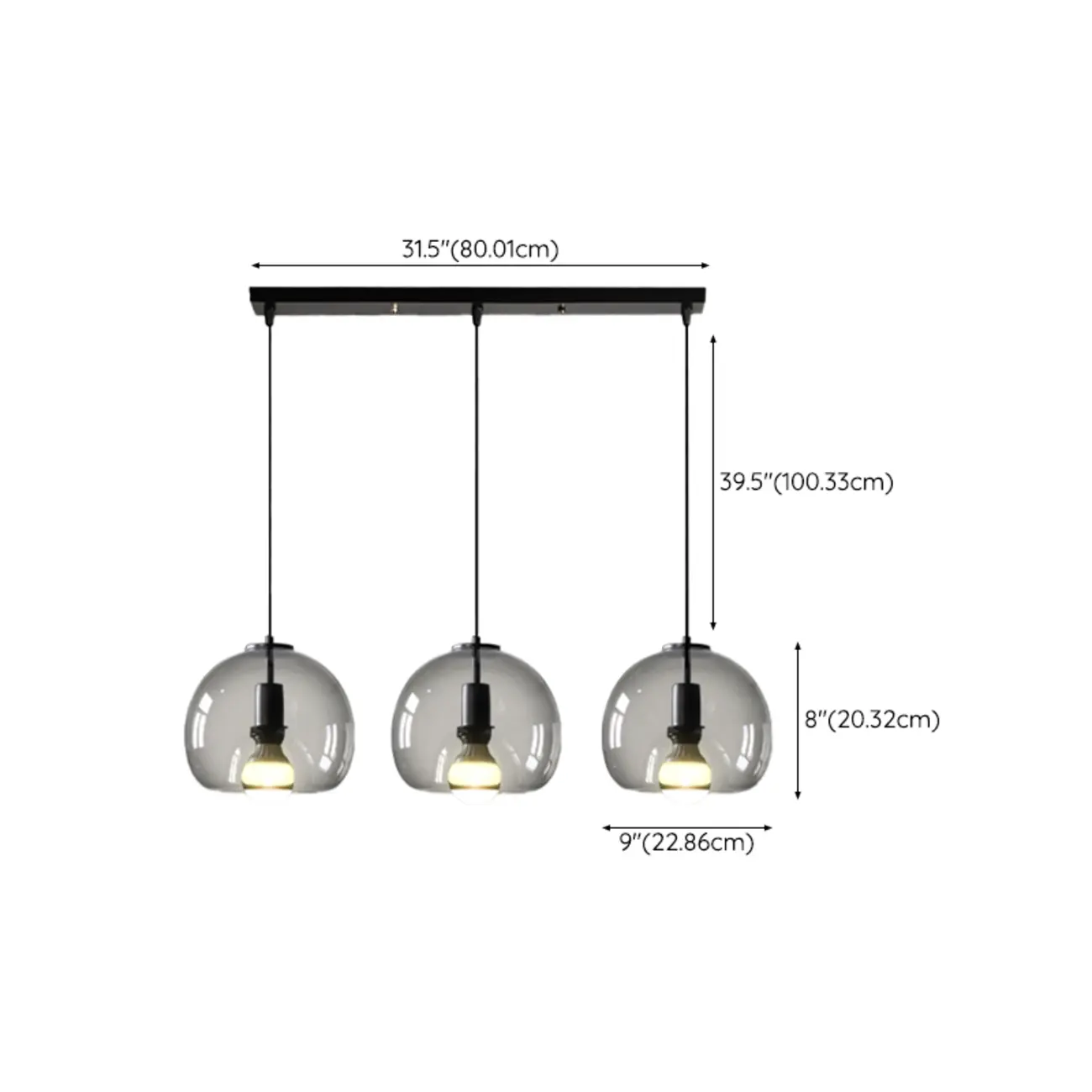 Modern Black Metal Glass Globe Light for Kitchen Islands Image - 13 | homeyfad