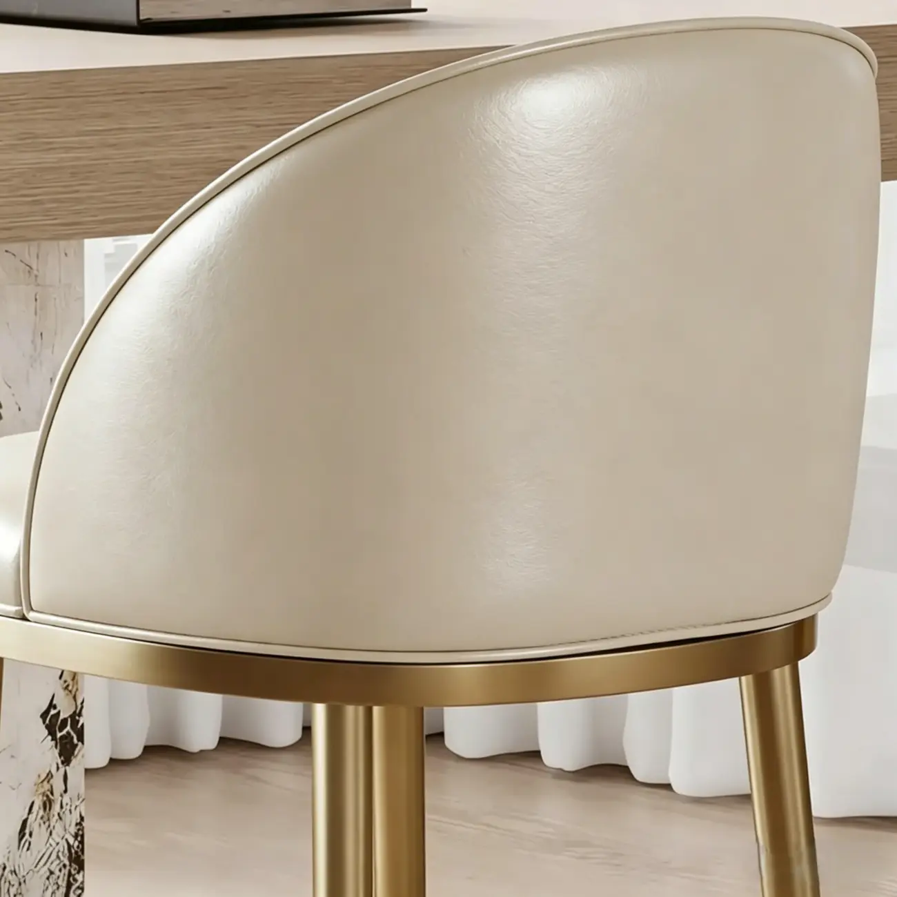 Gold Modern Luxury Leather Bar Stools Counter Height Image - 12 | homeyfad