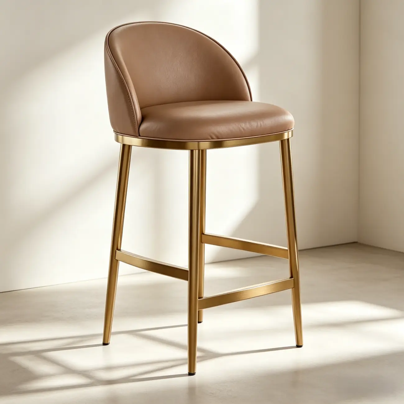 Gold Modern Luxury Leather Bar Stools Counter Height Image - 1 | homeyfad