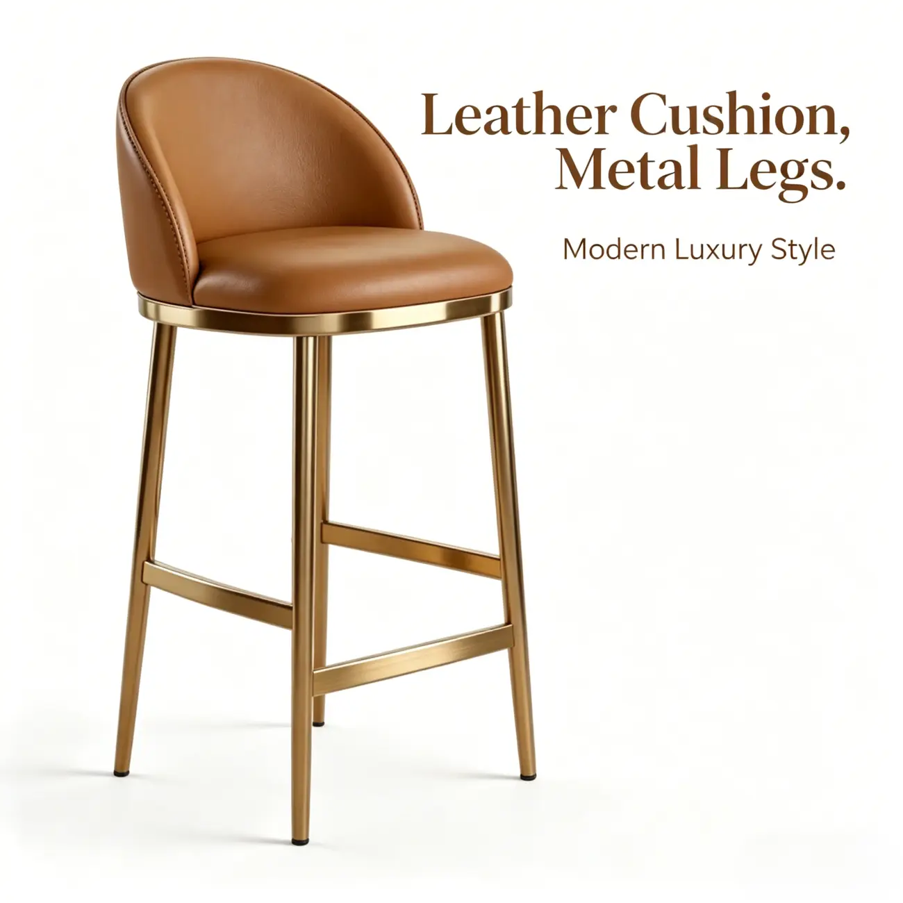 Gold Modern Luxury Leather Bar Stools Counter Height Image - 5 | homeyfad