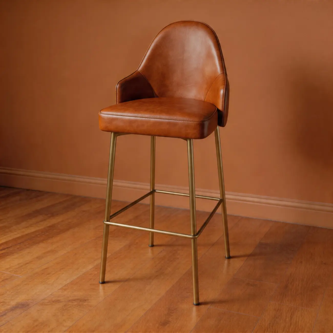 Mid Century Modern Ergonomic Curved Back Counter Stools Metal Frame Image - 17 | homeyfad