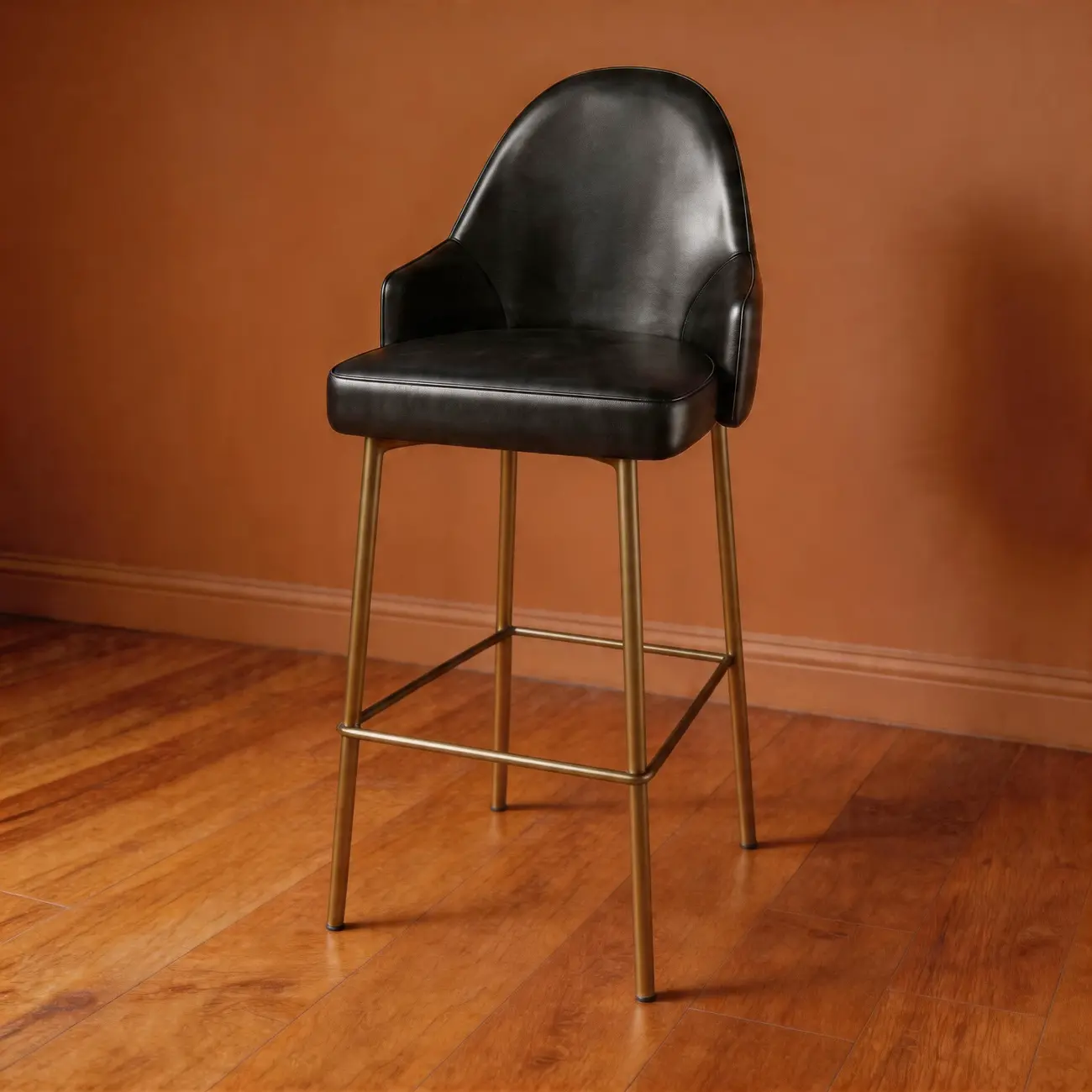 Mid Century Modern Ergonomic Curved Back Counter Stools Metal Frame Image - 16 | homeyfad