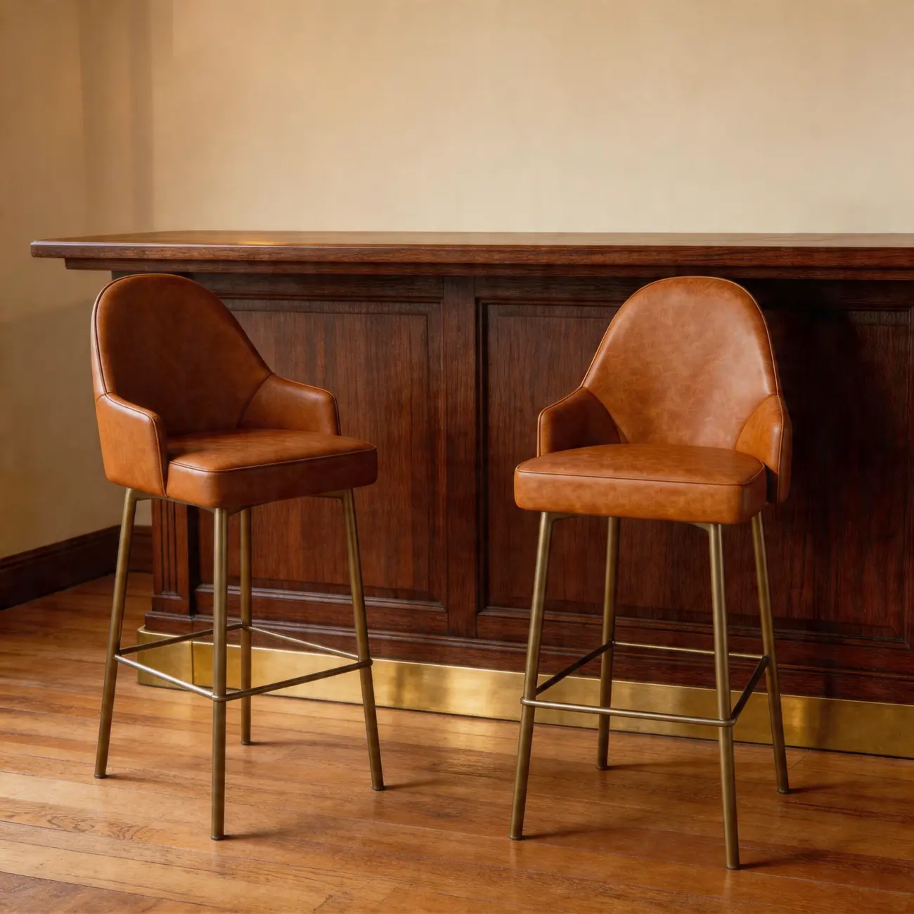 Mid Century Modern Ergonomic Curved Back Counter Stools Metal Frame Image - 13 | homeyfad