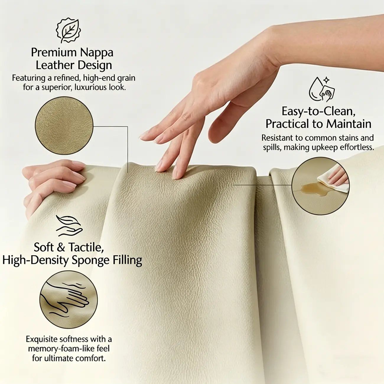 Minimalist Curved Back Vegan Nappa Leather Arm Dining Chair Image - 5 | homeyfad