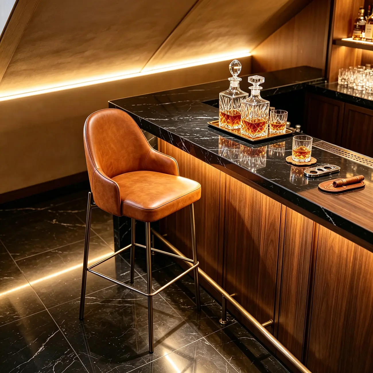 Mid Century Modern Ergonomic Curved Back Counter Stools Metal Frame Image - 2 | homeyfad