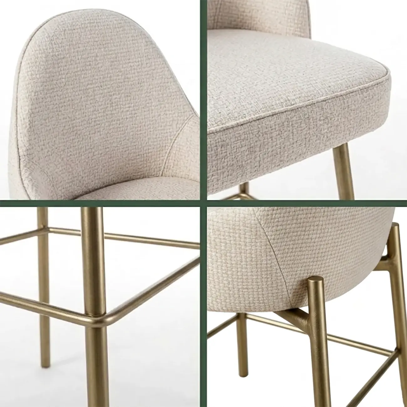 Mid Century Modern Ergonomic Curved Back Counter Stools Metal Frame Image - 7 | homeyfad