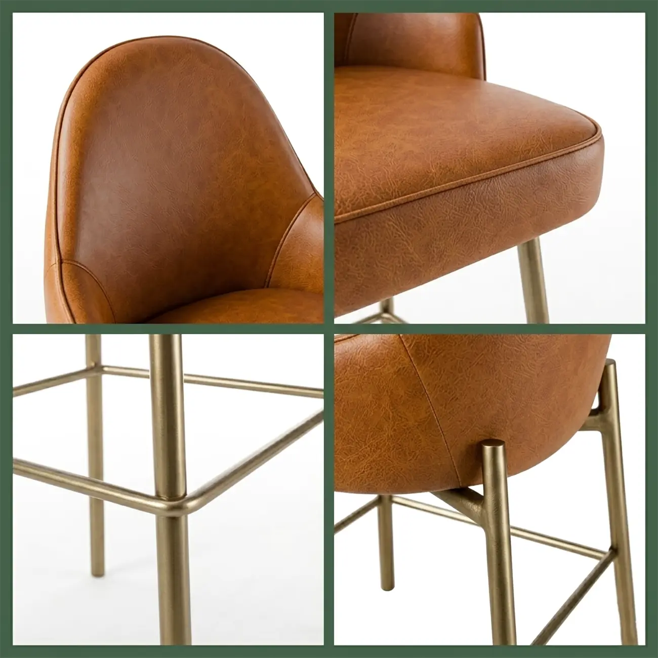 Mid Century Modern Ergonomic Curved Back Counter Stools Metal Frame Image - 5 | homeyfad