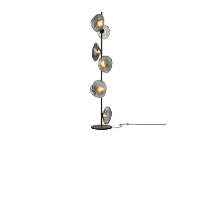 Modern Metal Floor Lamp with Prismatic Glass for Living Room Image - 5