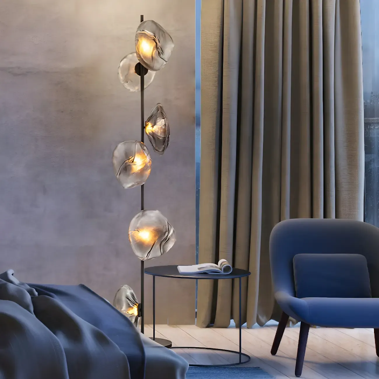 Modern Metal Floor Lamp with Prismatic Glass for Living Room Image - 8
