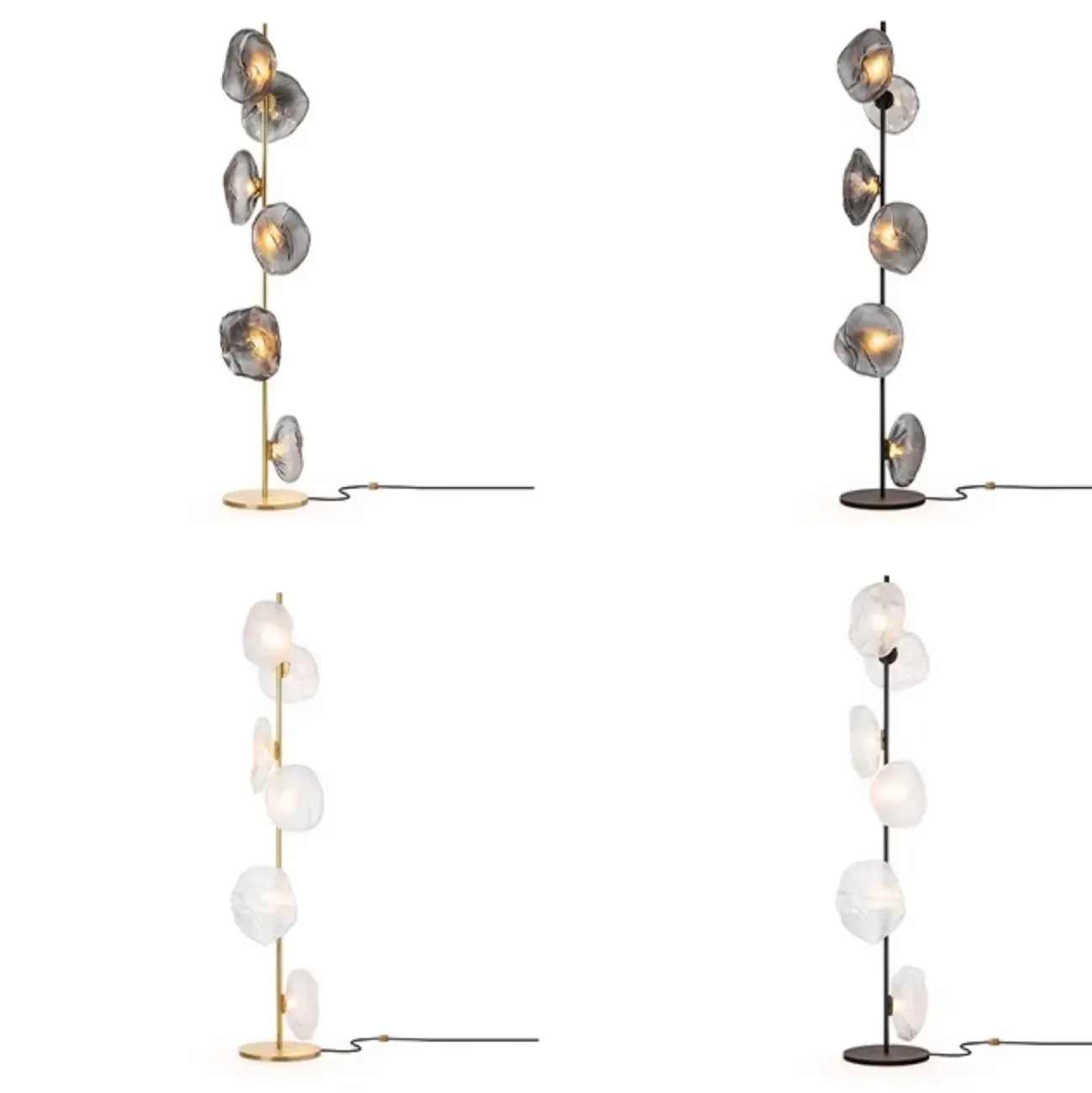 Modern Metal Floor Lamp with Prismatic Glass for Living Room Image - 9