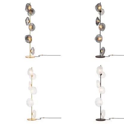 Modern Metal Floor Lamp with Prismatic Glass for Living Room Image - 9