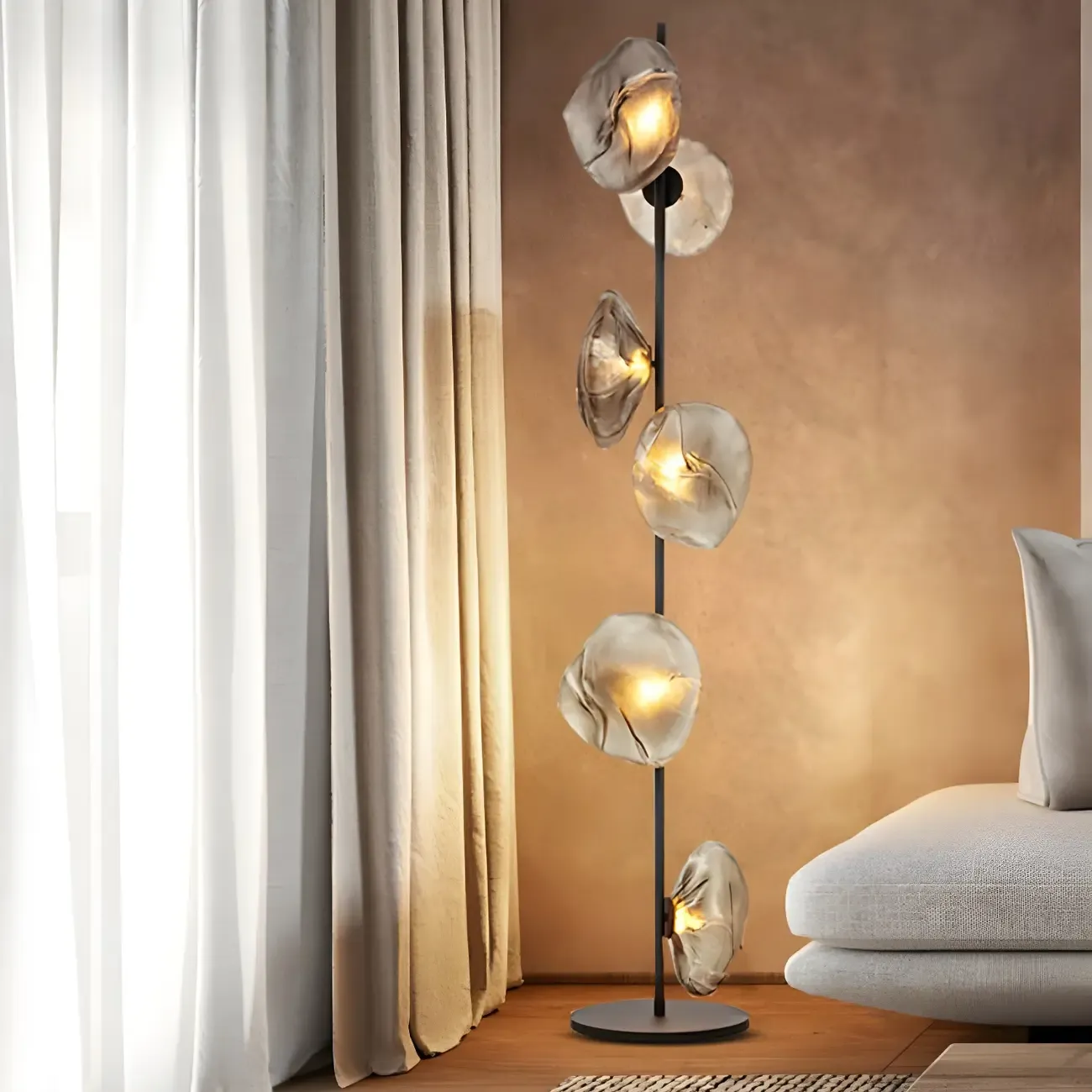Modern Metal Floor Lamp with Prismatic Glass for Living Room Image - 11