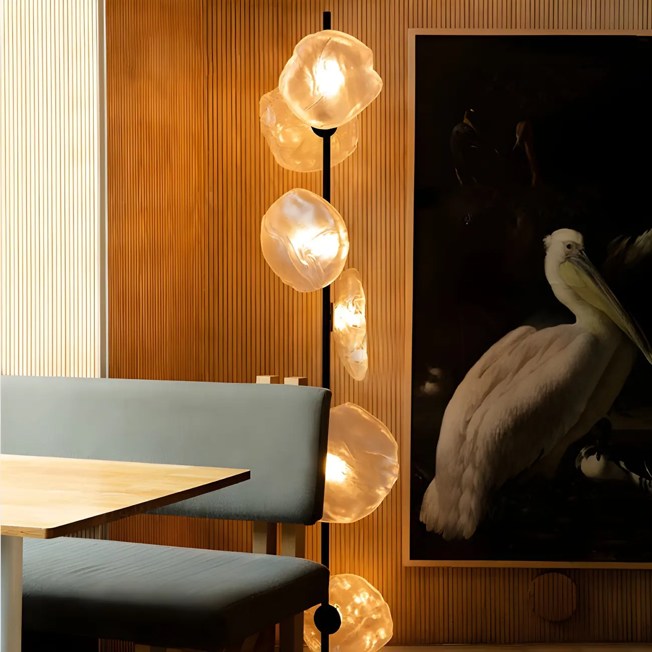 Modern Metal Floor Lamp with Prismatic Glass for Living Room Image - 2 | homeyfad